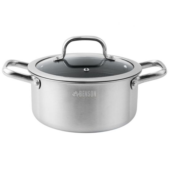 Каструля 4,7л 24см антипр.покриття скл.кришка нерж.сталь BN-437