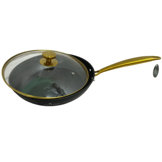 Сковорода 20см антипр.покрытие стк.крышка мрамор EB-3416