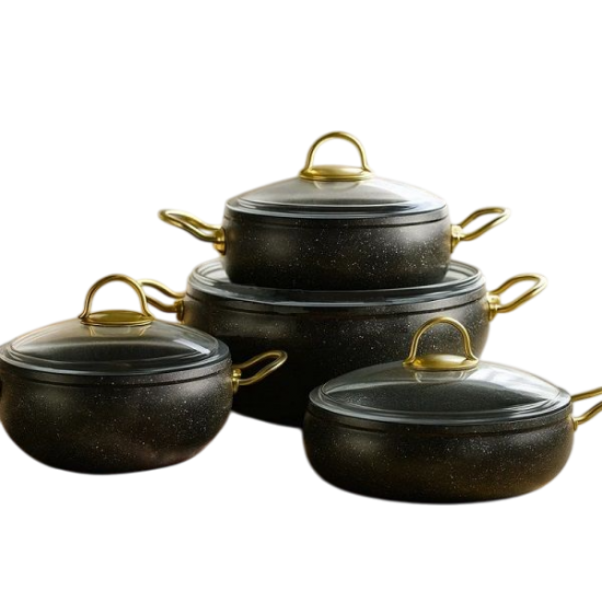 Набор посуды 8-пр. 3,0л 4,8л 7,0л сковорода 28см антипр.покрытие мрамор EB-12948