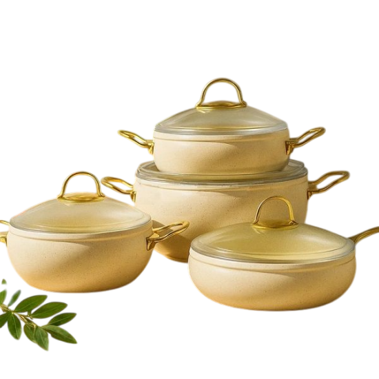 Набір посуду 8-пр. 3,0л 4,8л 7,0л сковорідка 28см антипр.покриття мармур EB-12947