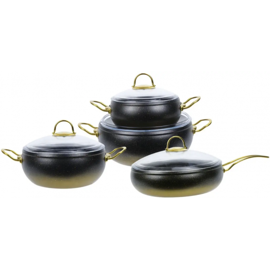 Набір посуду 8-пр. 3,0л 4,8л 7,0л сковорідка 28см антипр.покриття мармур EB-12946