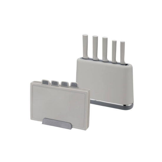 Набір кухонний 10-пр. ножі + дошки обробні 4шт на підставці Grey MR-1412