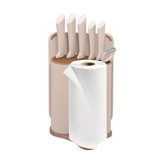 Набір кухонний 8пр. ножі + дошка обробна + тримач для паперу Beige MR-1413