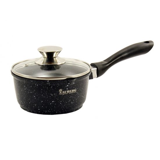 0718-BL Ківш 1,9л антипр.покриття скл.кришка індукція Мармур