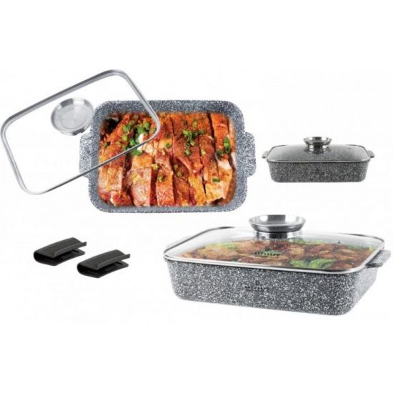 Жаровня 4,0л антипр.покриття скл.кришка мармур EB-12125