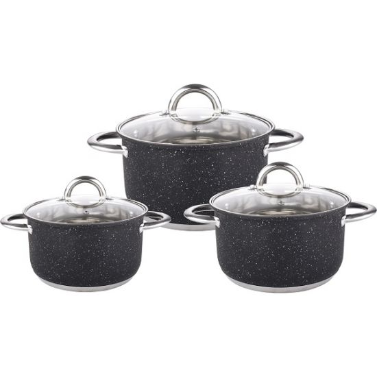 Набір каструль 6-пр. (1,9л 2,6л 3,6л) нерж.сталь/мармур BN-685
