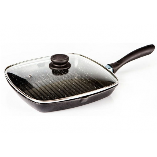 Сковорідка-гриль 28*28см антипр.покриття скл.кришка мармур BN-314