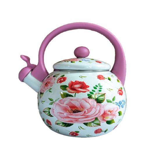 11W Чайник 2,2л со свистком пластиковая ручка Роза