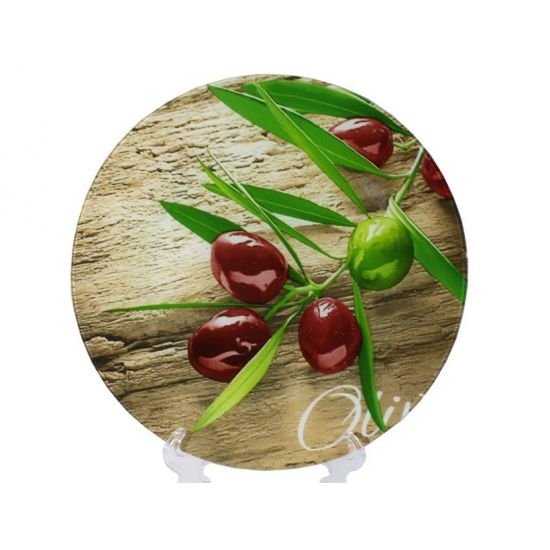 S3012/Q007 Блюдо скл. кругле 30см Олива