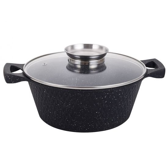 YS8024-B Кастрюля 3,6л антипр.покрытие стк.крышка индукция Черный