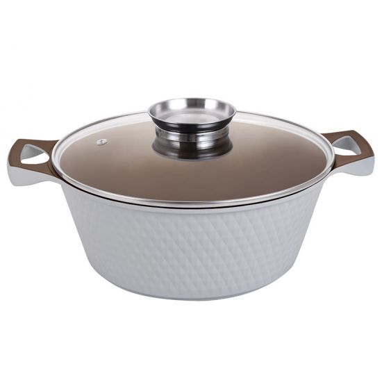 YS8024-I Каструля 3,6л антипр.покриття скл.кришка індукція Білий