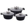 YS80CS-B Набір каструль 3-пр. 2,0/3,6/5,6л антипр.покриття скл.кришка індукція Чорний