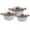 YS80CS-I Набір каструль 3-пр. 2,0/3,6/5,6л антипр.покриття скл.кришка індукція Білий