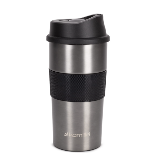 Термокружка 360 мл из нерж. стали с TPR-вставкой графит 2150