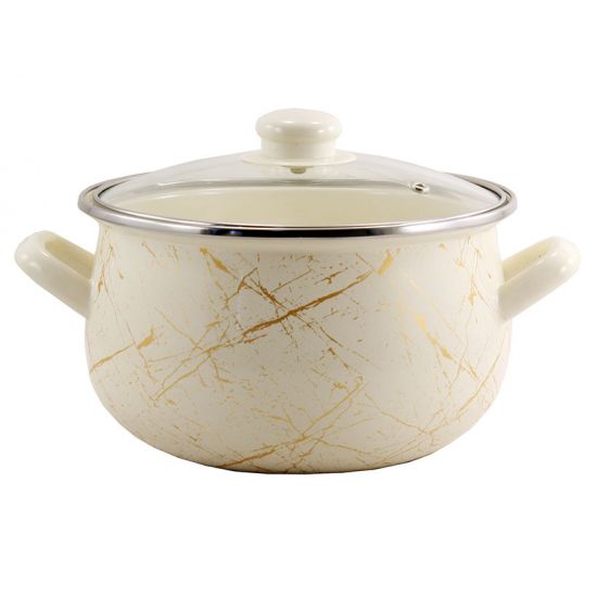 701 A Каструля глибока 2,1л d-16см Білий Мармур