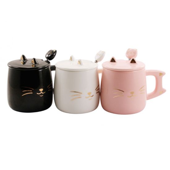 3757 Кухоль порцеляновий 400мл з кришкою Cat кол.кор.