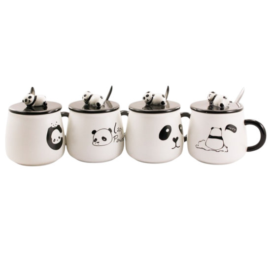 1120 Кухоль порцеляновий 420мл з кришкою Panda кол.кор.