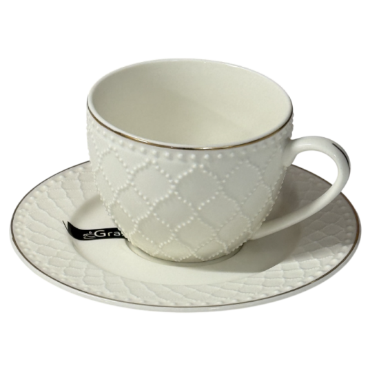 Pearl Чашка кавова 250мл з блюдце порцел. білий Перлина