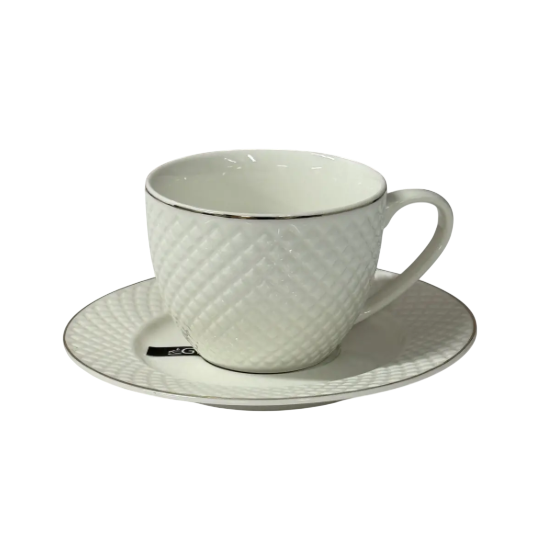 Crystal Чашка кавова 100мл з блюдце порцел. білий Кристал