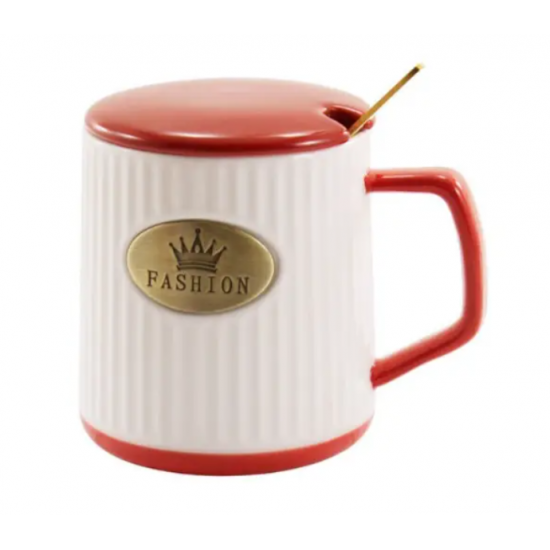 1147 Кухоль порцеляновий 420мл з кришкою Fashion White кол.кор.