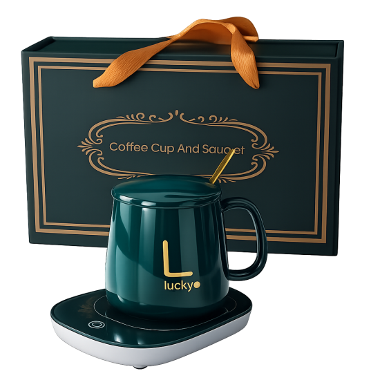 50692 Кухоль порцеляновий 420мл з кришкою і підігрівальною підставкою под.упак.