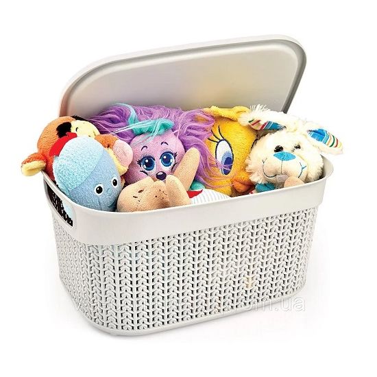 Корзина с крышкой 9,0л 33*24,2*16,5см Вязка серая M-1089
