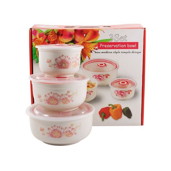 Квітка Набір салатників 3-пр. з кришкою порцеляновий 5408