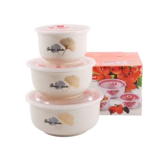 Листок Набор салатников 3-пр. с крышкой фарфоровый 5403