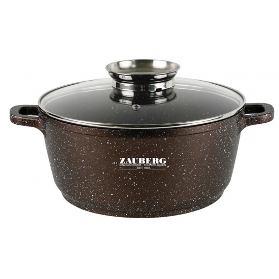 0326-CH Кастрюля 5,5л антипр.покрытие стк.крышка индукция Мрамор