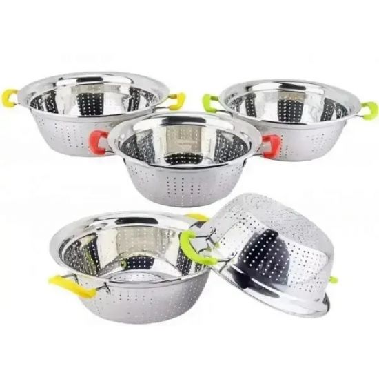 Друшляк 22см нерж.сталь ручки силікон EB-18089