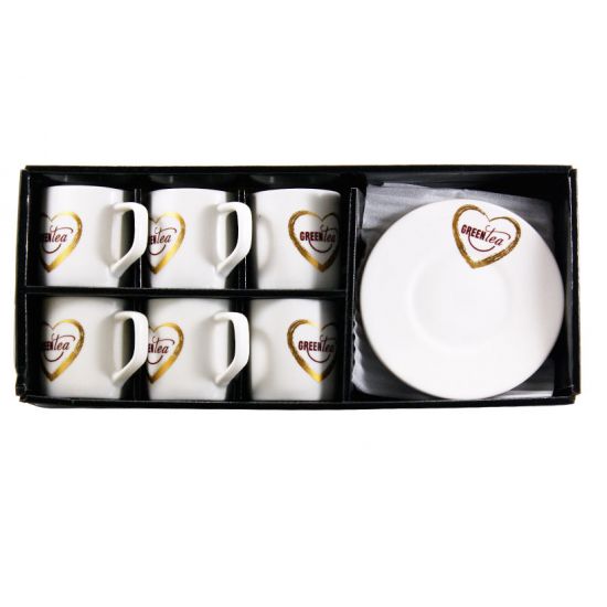 SH25029 Набір 12-пр. 6*160мл з блюдцем порцел. Love