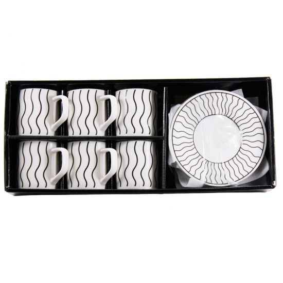 SH25032 Набір 12-пр. 6*160мл з блюдцем порцел. Смуги