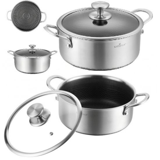 Каструля 6,0л нерж.сталь скл.кришка EB-17055