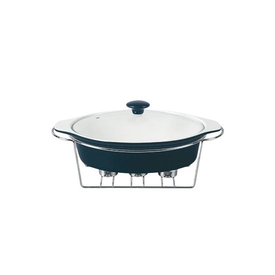 Марміт 1,5л 32,5см овальний керамічний скл.кришка Black MR-11360-74
