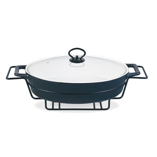 Марміт 2,5л 37,5см овальний керамічний скл.кришка Black MR-11560-74