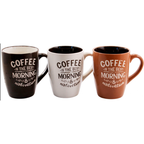 KW 152 Керамическая кружка 340 мл «Утренний кофе MIX» (по 6 шт. в упаковке)