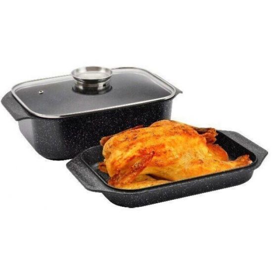 Гусятниця 8,5л прямокутна скл.кришка 34*24*8см EB-4613