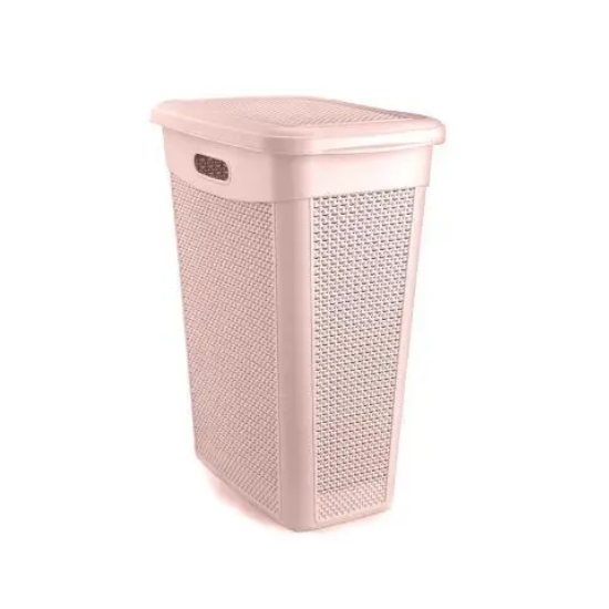 Кошик з кришкою 43л 46*29*55см Slim Drop Design ніж-рожевий M-174