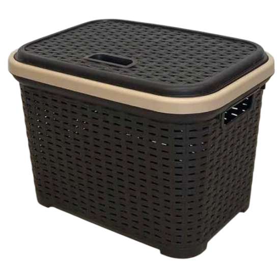 Корзина с крышкой 35л Ротанг коричневый SP-305