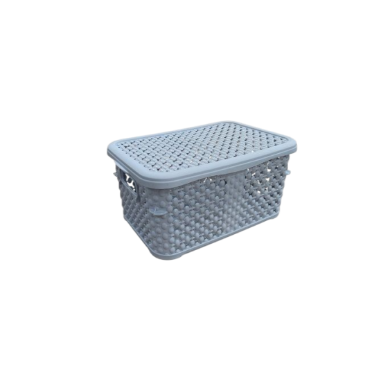 Корзина с крышкой 1,25л Pearl mini серая 2131 10