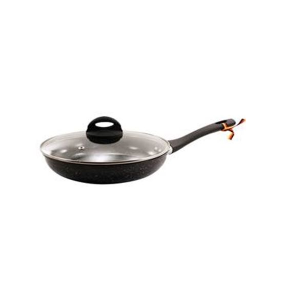 QD-F0326 B-L Сковорідка 26см антипр.покриття скл.кришка Мармур