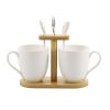 Набор кружек фарфоровый 5 пр. на бамбуковой стойке PJ03392